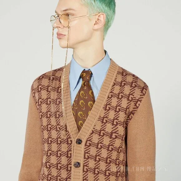 GUCCI MENS SWEATER Ha Ha Ha Harry Styles SQUARE G LOGO CARDIGAN sz S / SMALL - Picture 5 of 15